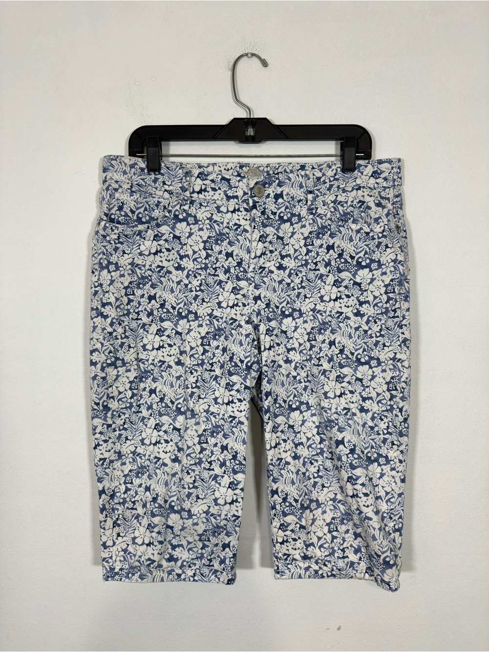 Tommy Bahama Womens Floral Capri Pants 34 Blue Coastal Vacation Cropped Beach